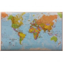 The World Political Wall Map with metallic strips