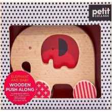 Elephant and Baby Wooden Push Along Car