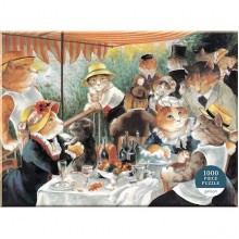 Meowsterpiece of Western Art: Luncheon of the Boating Party 1000 Piece Puzzle