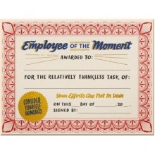Employee of the Moment Certificate Notepads