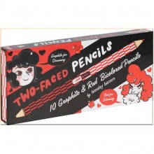 Two-Faced Pencils: 10 Graphite and Red Bicolored Pencils